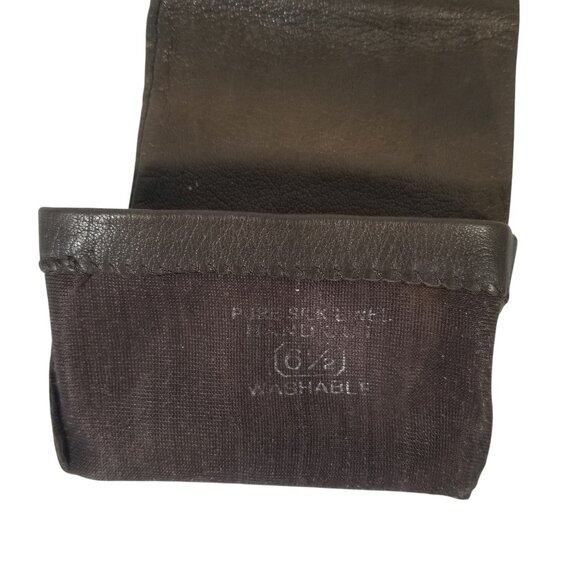 Vintage Kid Leather Gloves Dark Brown 3/4 Length Silk Lined Washable 6 1/2 - Picture 6 of 11